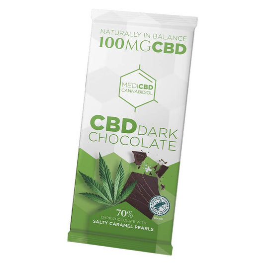 MediCBD Cannabis-Schokolade 70% dunkel, salzig, karamellig, 100mg